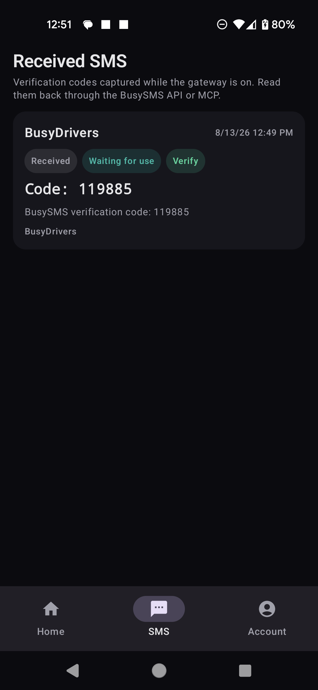 BusySMS Android — SMS inbox