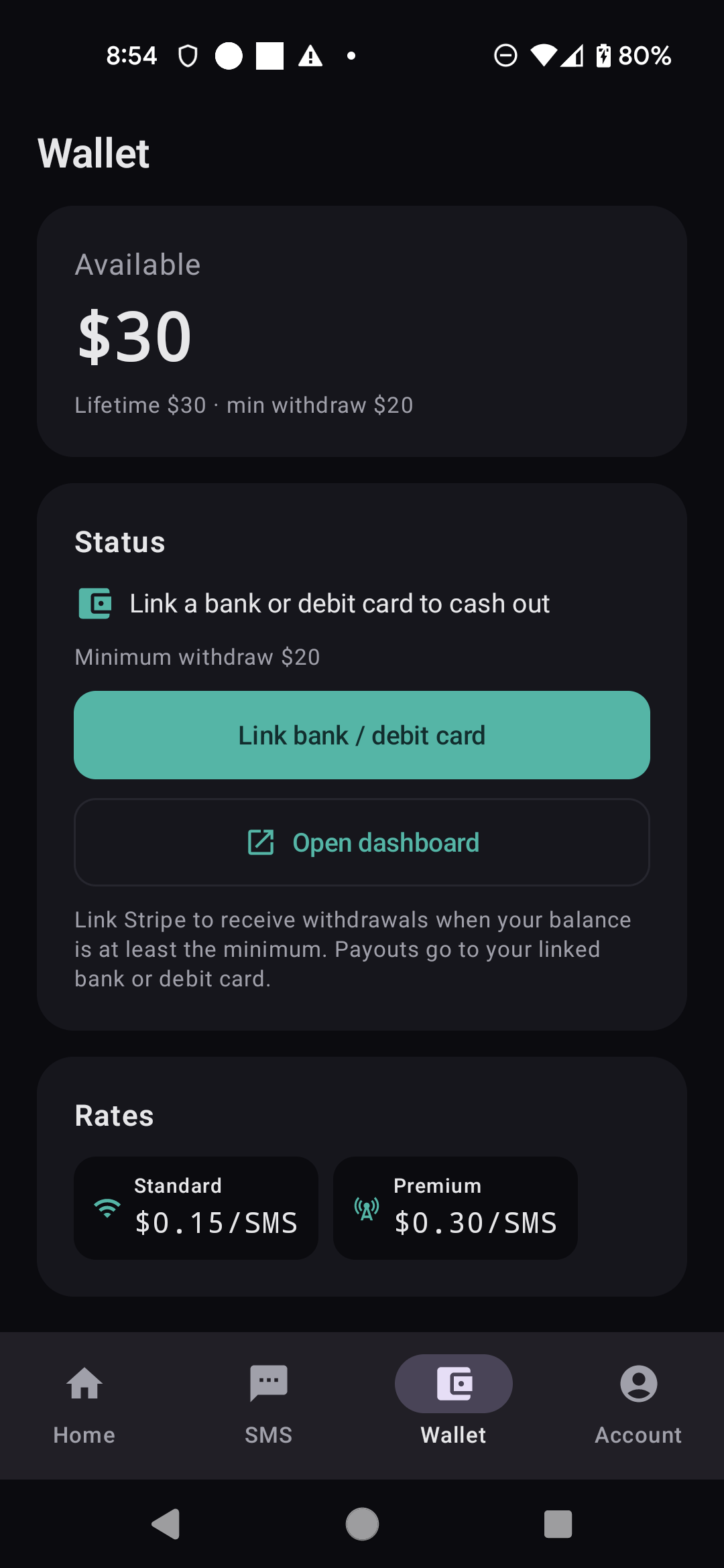 BusySMS Android — Wallet